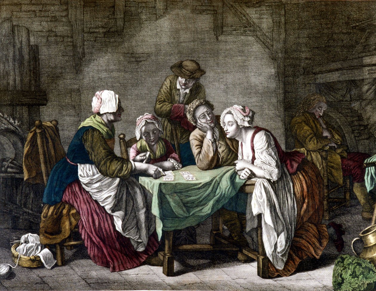 Woman Pulling Cards, 18th Century by Etienne Aubry