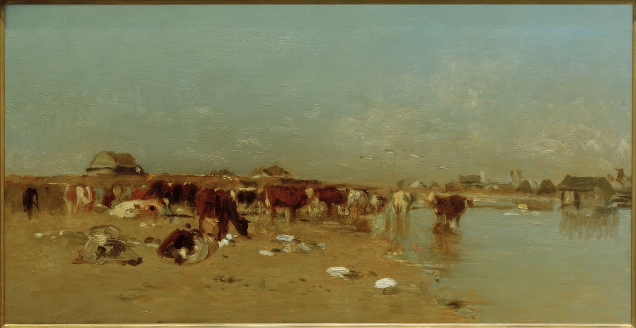 Cattle Watering at the March by Eugen Jettel