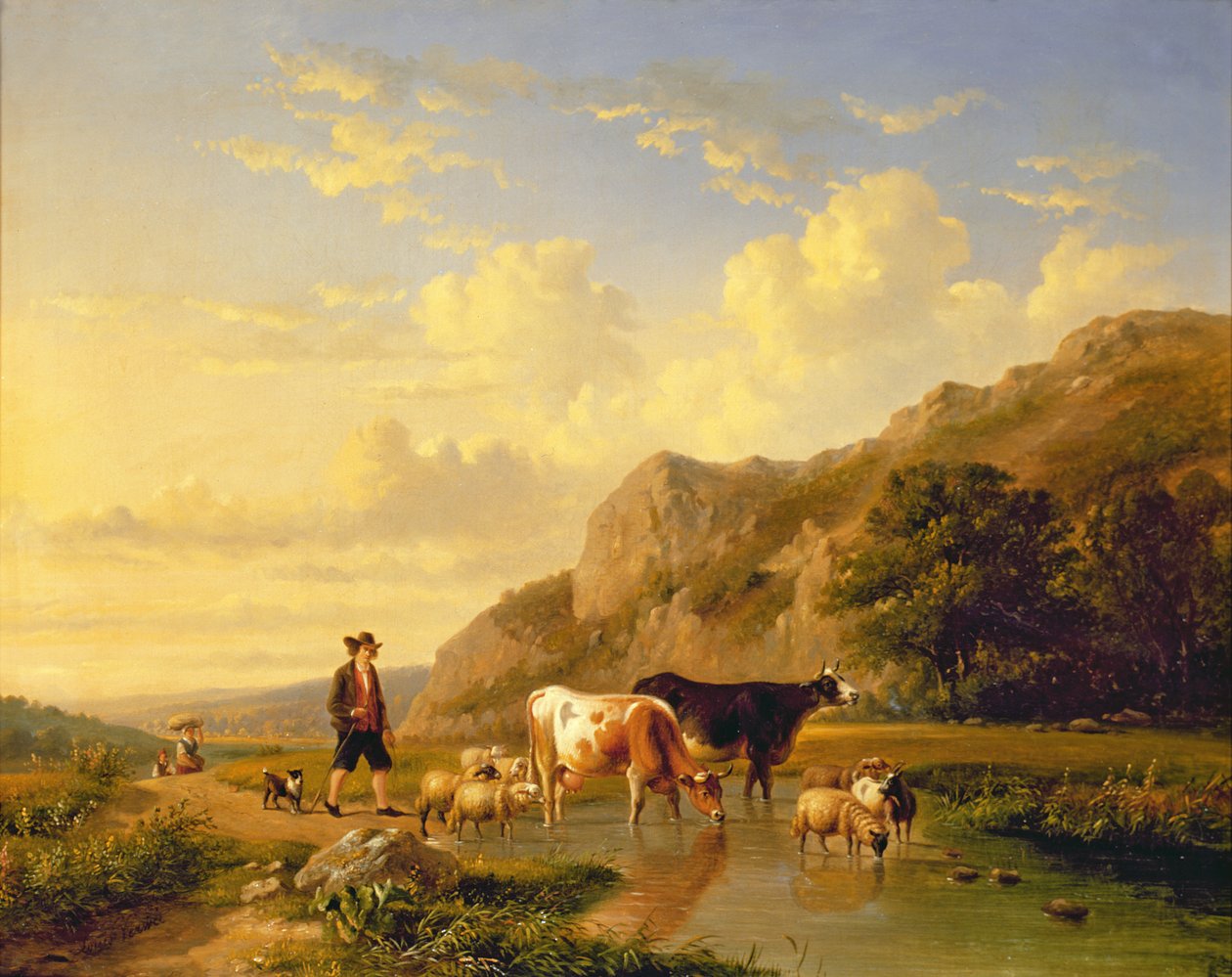 A Shepherd with Animals by Eugene Joseph Verboeckhoven