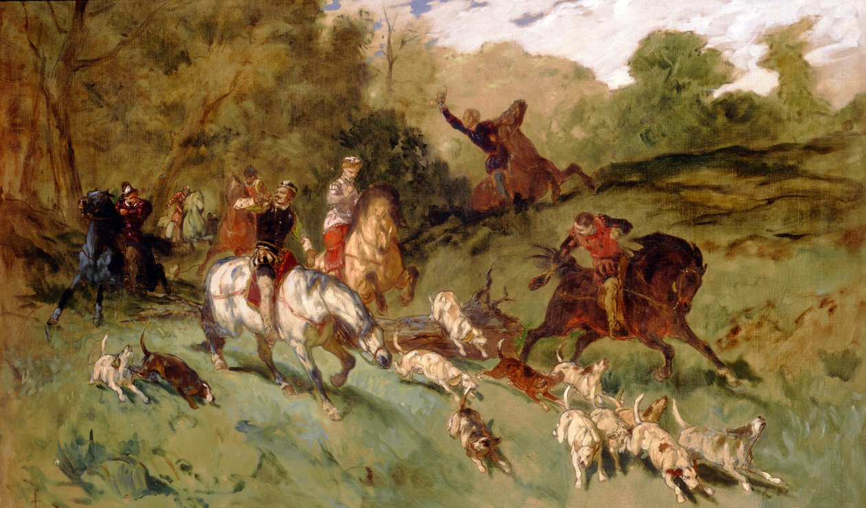 Mary Stuart Hunting by Eugene Louis Lami