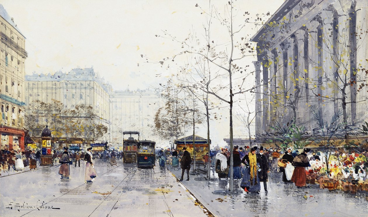 La Madeleine, Paris by Eugene Galien Laloue