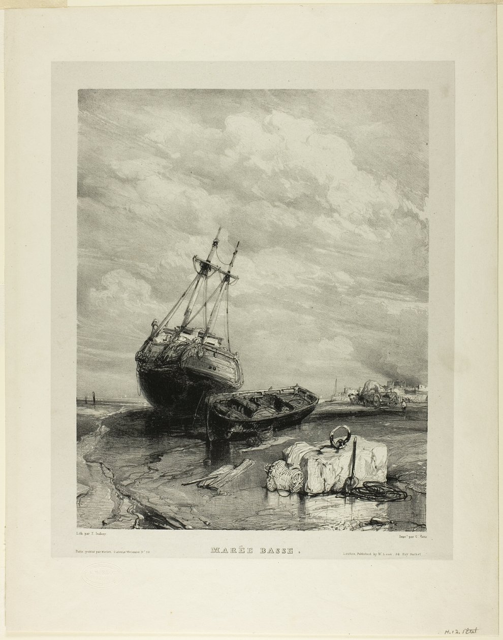 Low Tide (plate six from Six Marines) by Eugene Isabey
