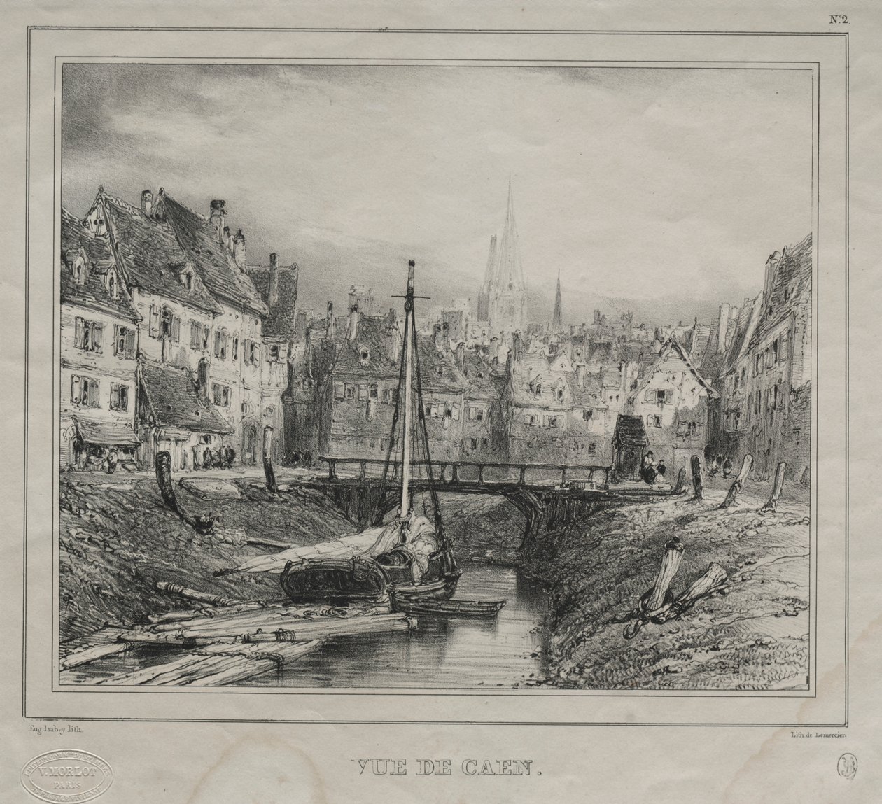 Vue de Caen by Eugene Isabey