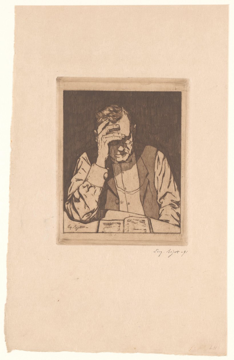 Man Reading by Eugène Bejot (signed by artist)