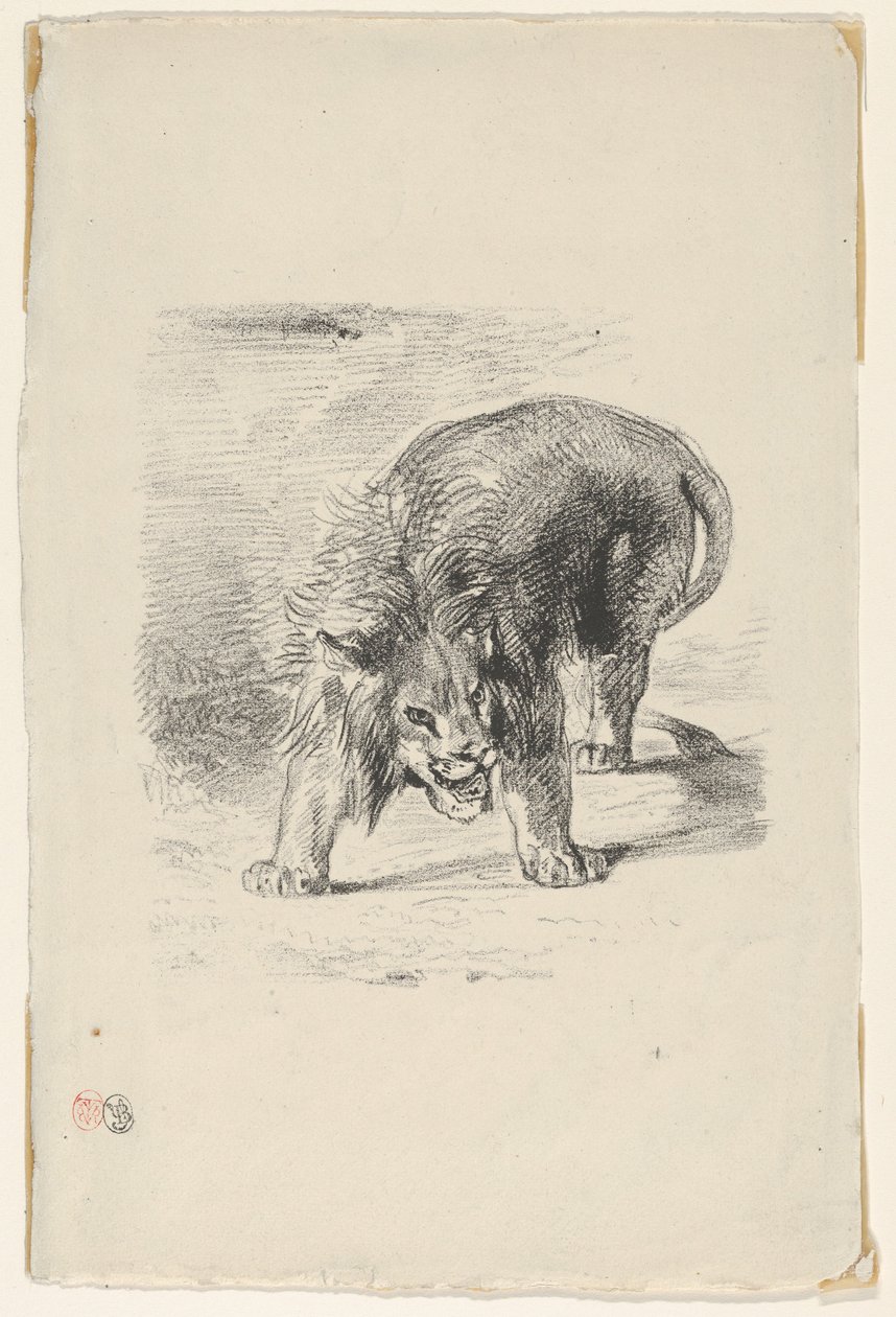 Lion Standing by Eugène Delacroix