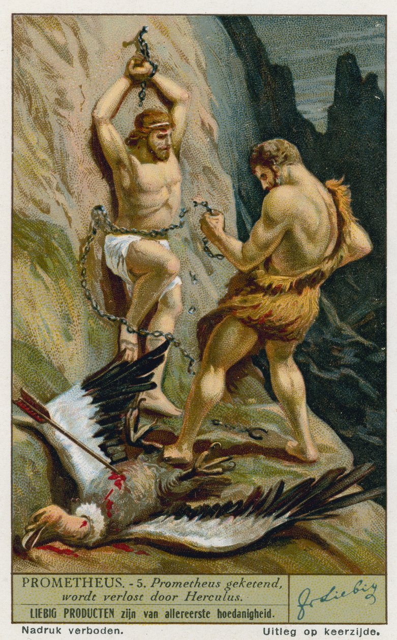 Prometheus released from his chains by Hercules by European School