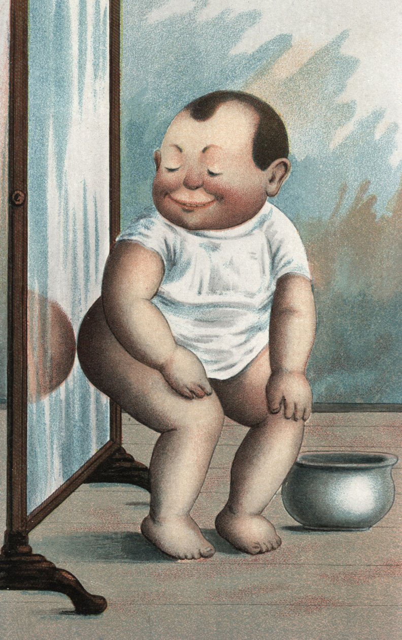 Baby with a Mirror by European School