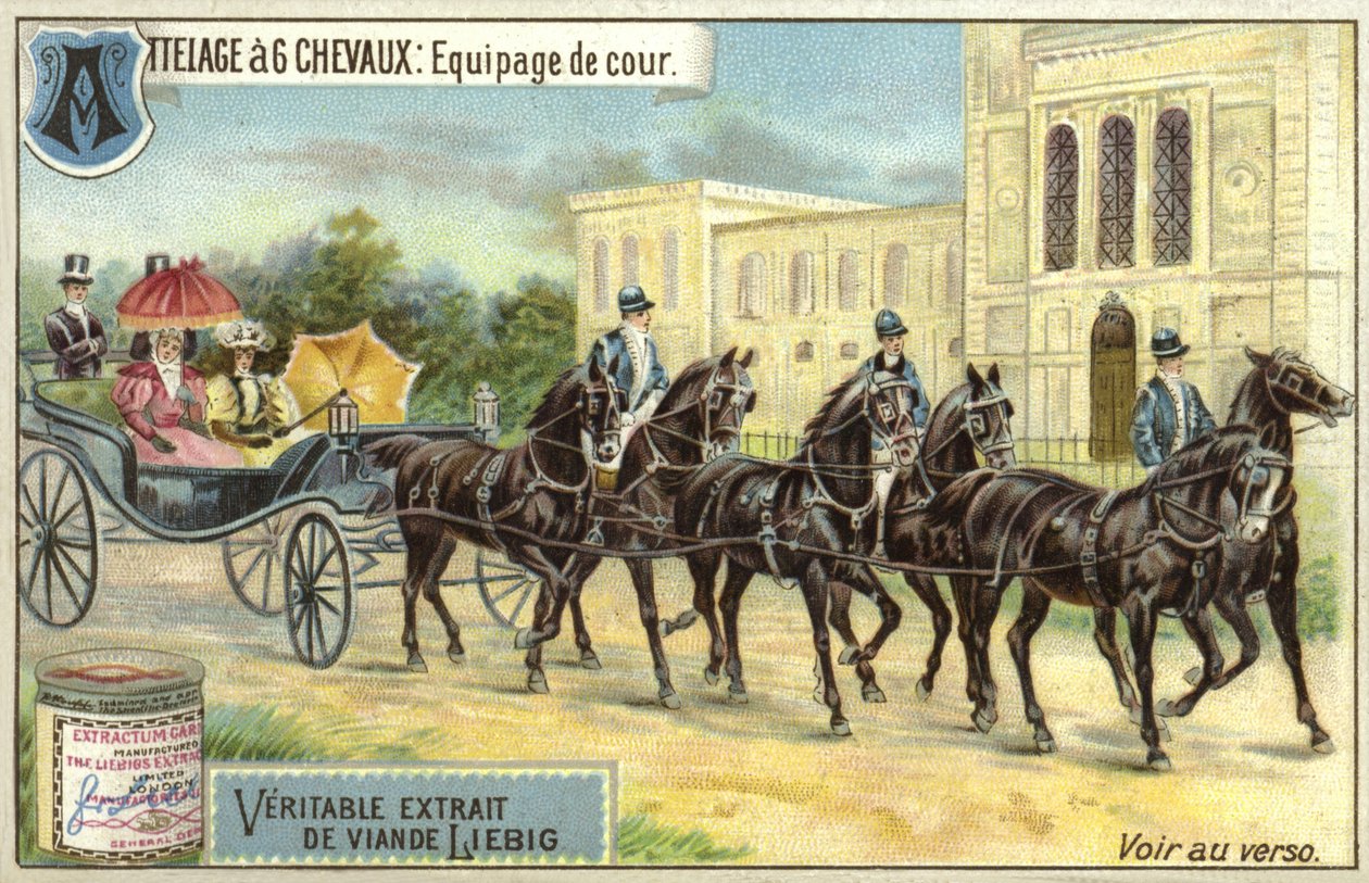 Carriage drawn by six horses by European School