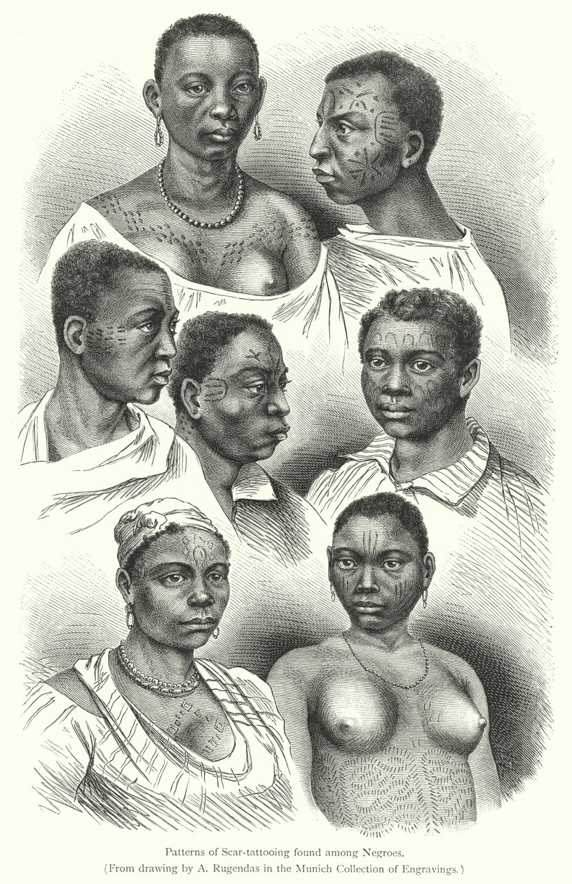 Patterns of Scar-tattooing found among Negroes by European School