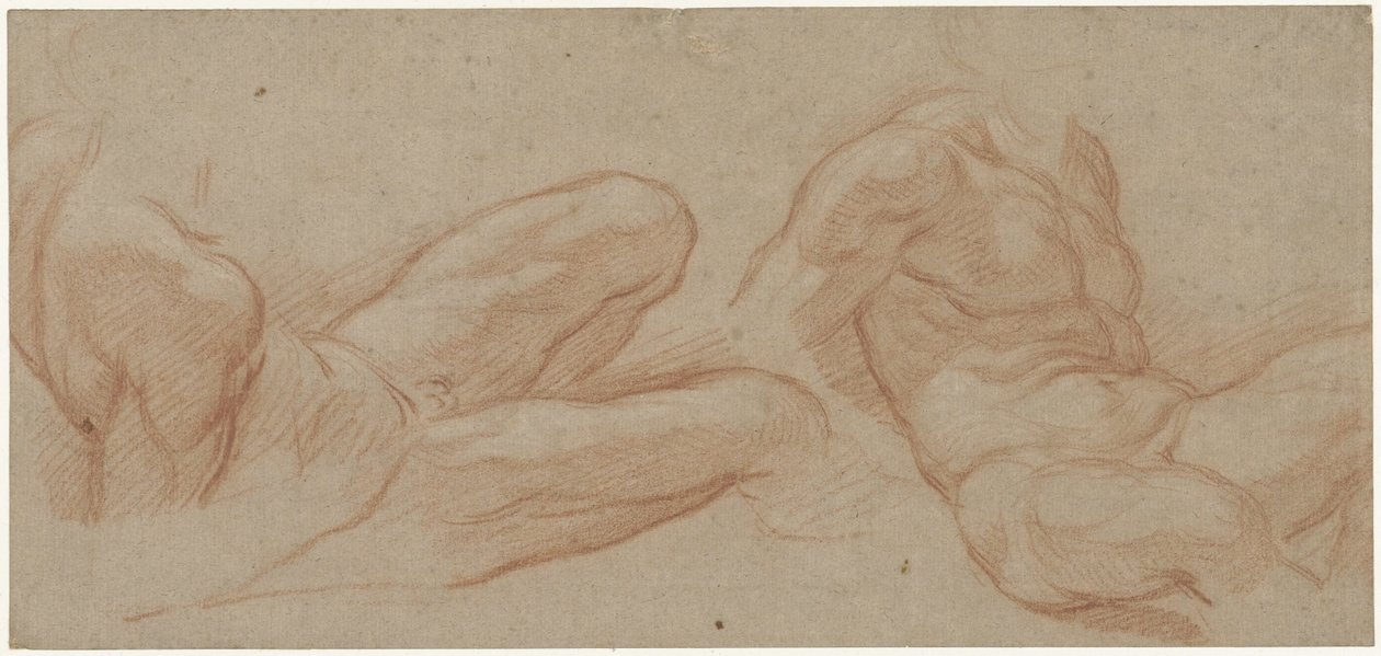 Two Studies of a Reclining Nude Man by Eustache Lesueur