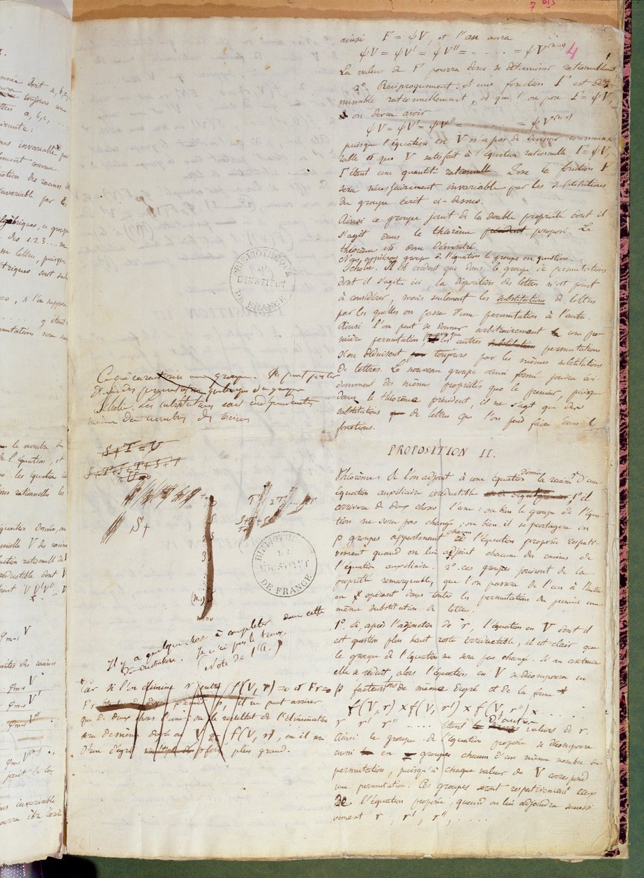 Writings on the conditions for solving an equation by radicals, 1832 by Evariste Galois