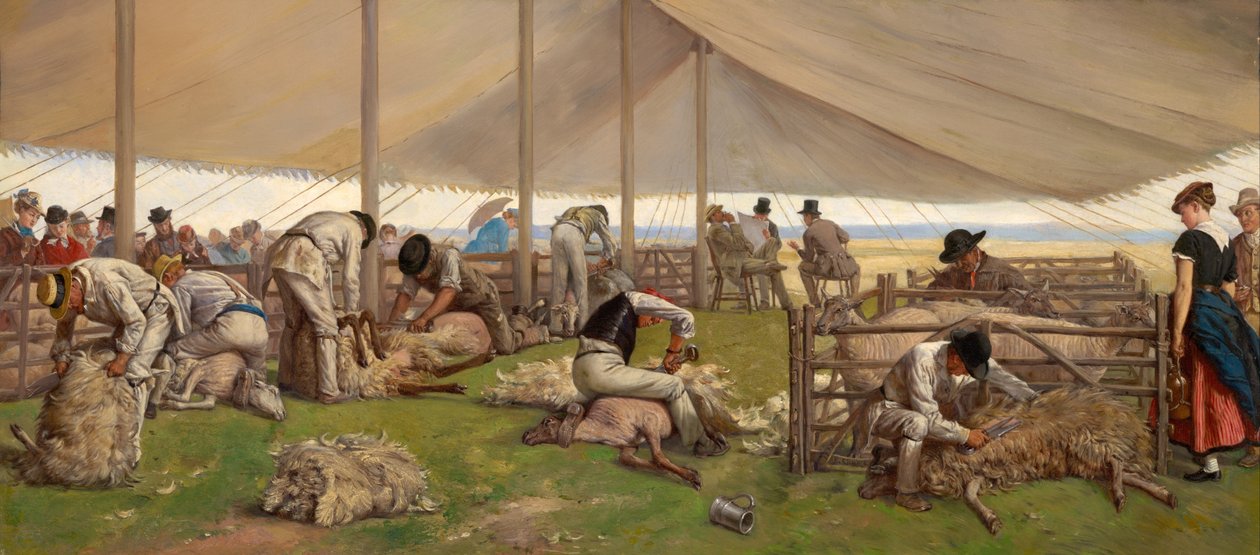 A Sheep Shearing Match by Eyre Crowe
