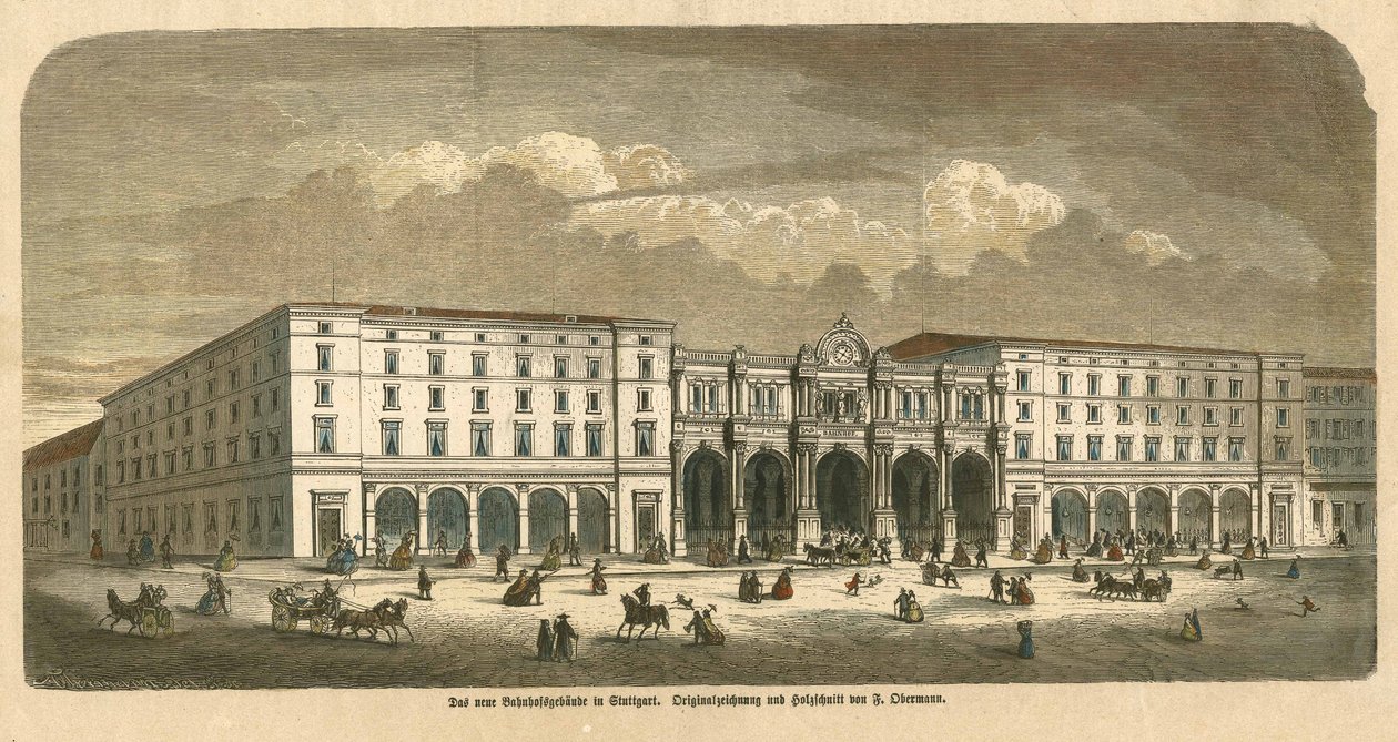The First Stuttgart Railway Station Building by F. Obermann
