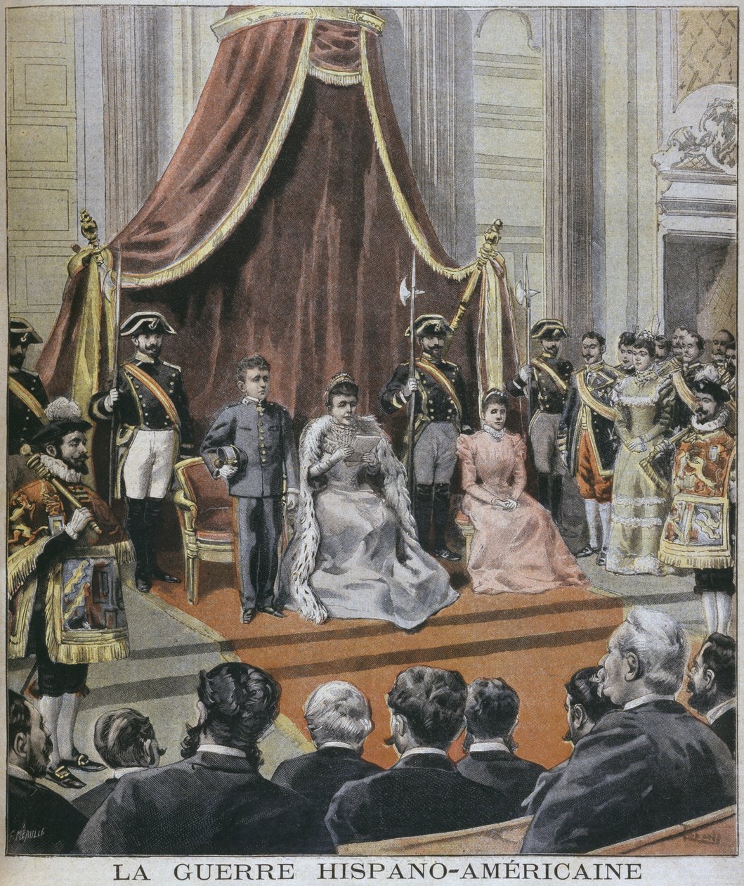 Spanish-American War in Spain, the Queen Reading Her Message to the Cortes, Madrid, Illustration from 