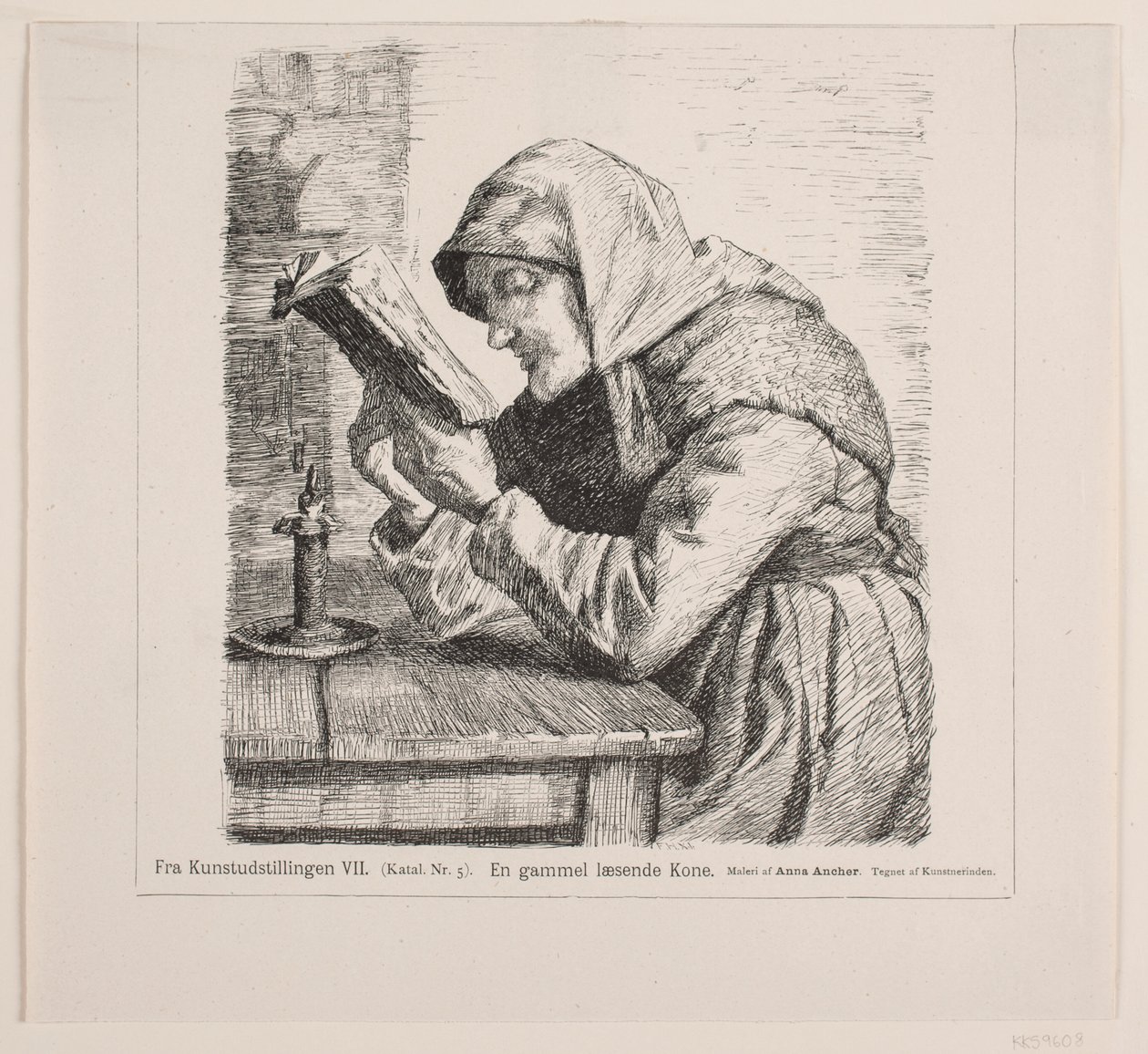 An Old Woman Reading by F. Hendriksen