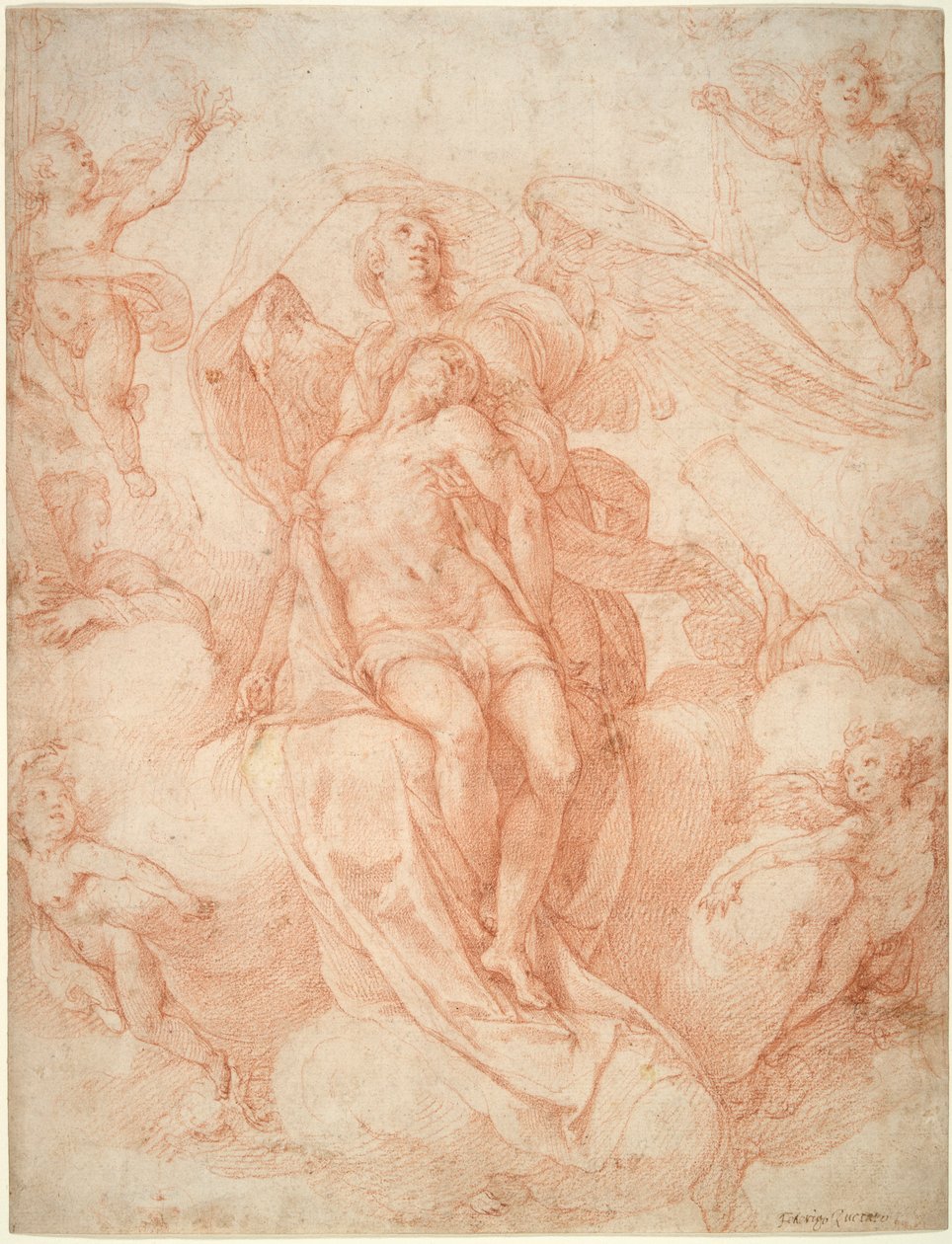 The Dead Christ Supported by Angels by Federico Zuccaro