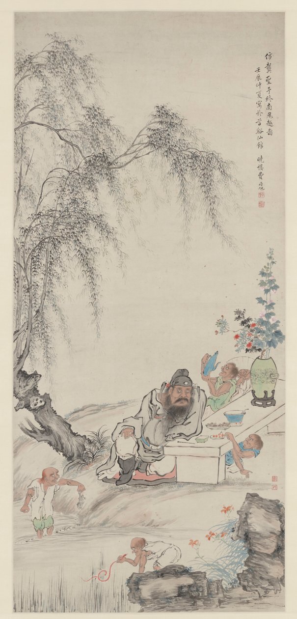 Zhong Kui and His Assistants Under Willows by Fei Danxu