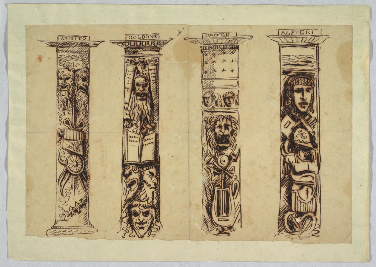 Four Columns to Italian Renaissance Writers by Felice Giani