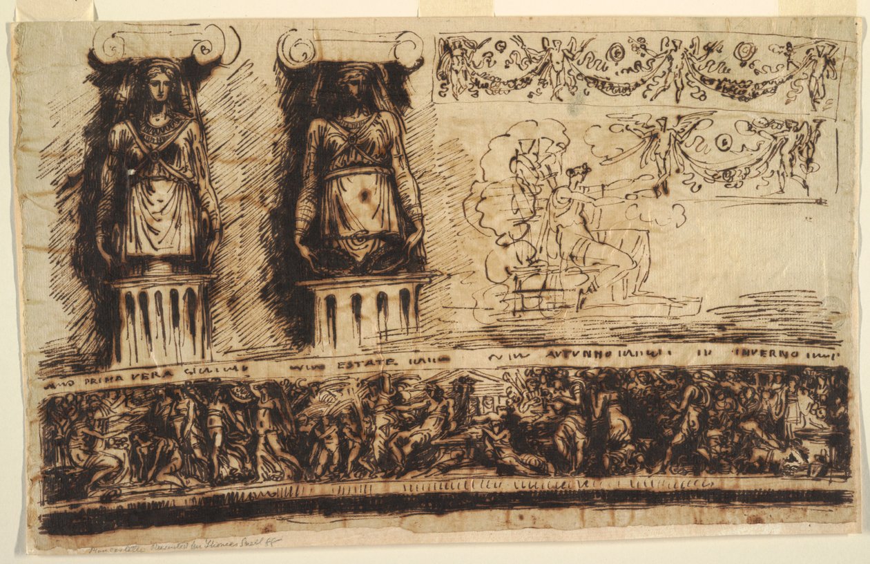 Friezes; Two Caryatids; Seated Figure by Felice Giani