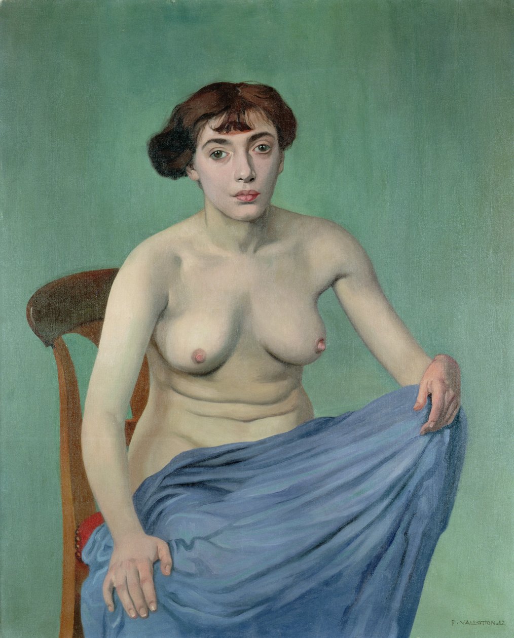 Nude in Blue Fabric by Felix Edouard Vallotton