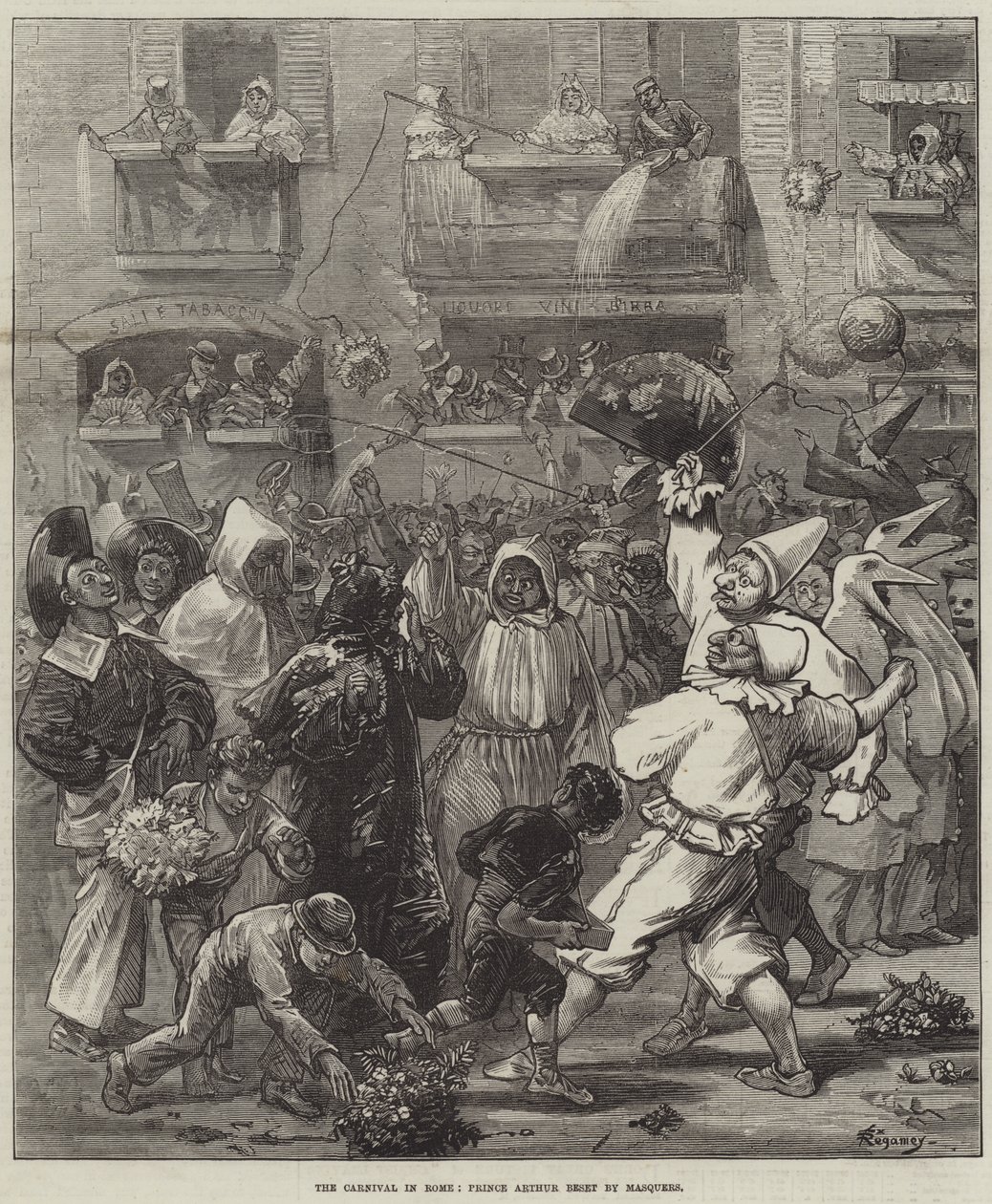 The Carnival in Rome, Prince Arthur Beset by Masquers by Felix Regamey