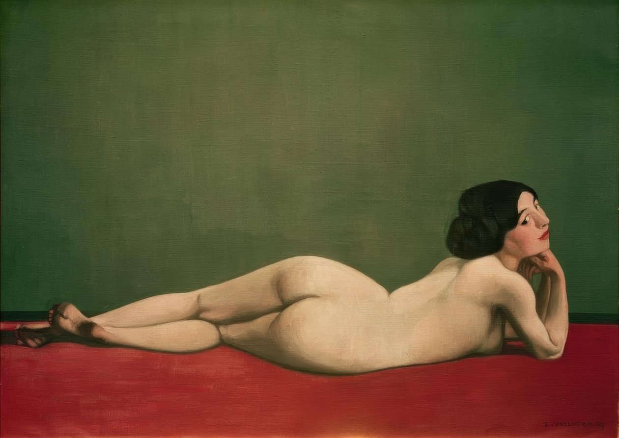 Reclining Nude on a Red Carpet by Felix Edouard Vallotton