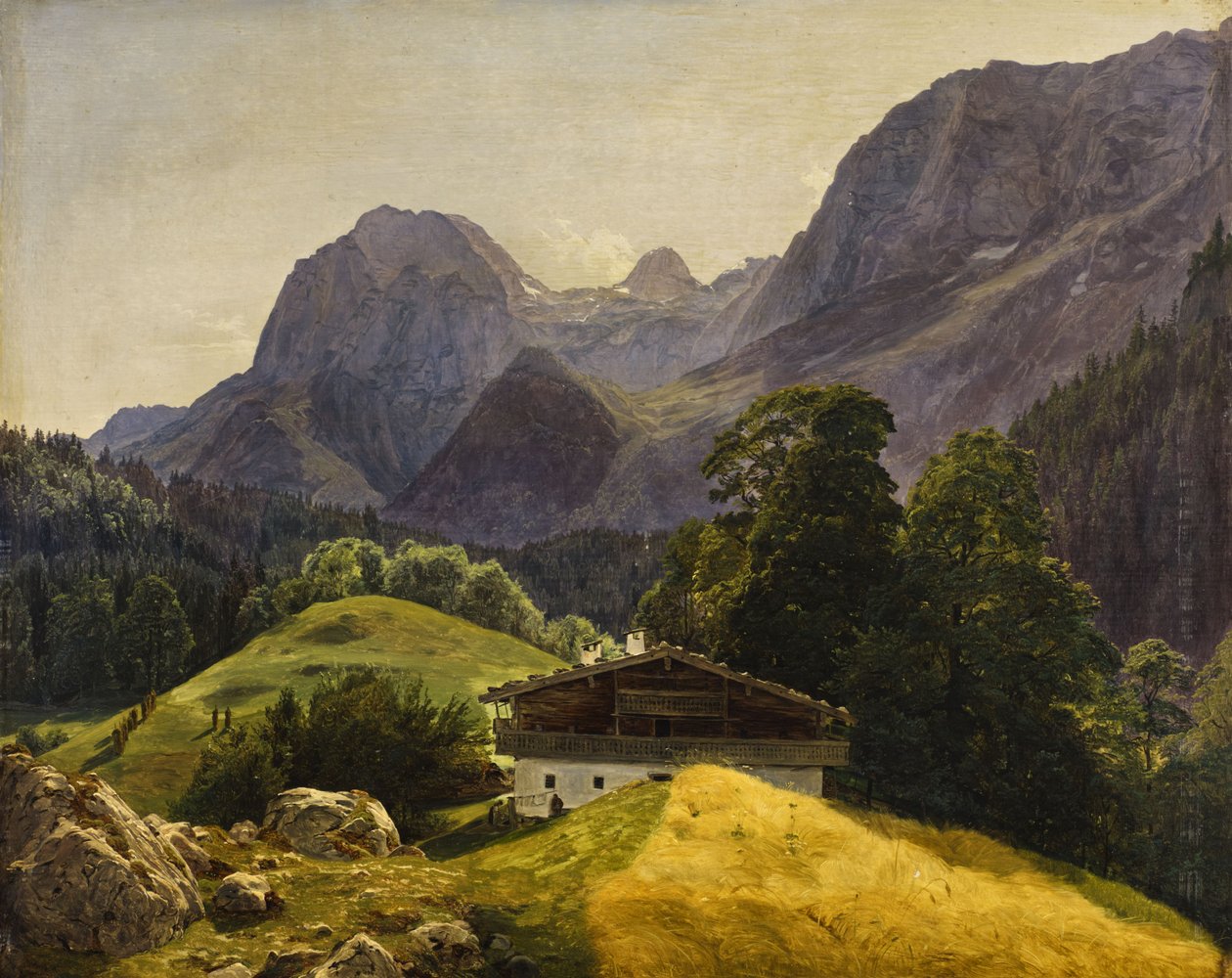 The Taubensee with the Steinberg in Ramsau near Berchtesgaden, View to the Reiteralpe by Ferdinand Georg Waldmuller