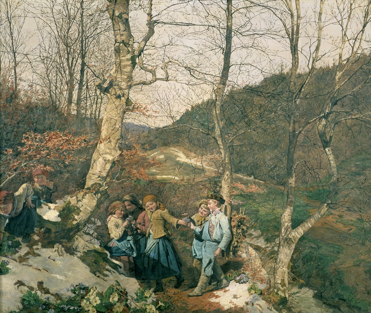 Early Spring in the Vienna Woods (The Violet Pickers) by Ferdinand Georg Waldmuller