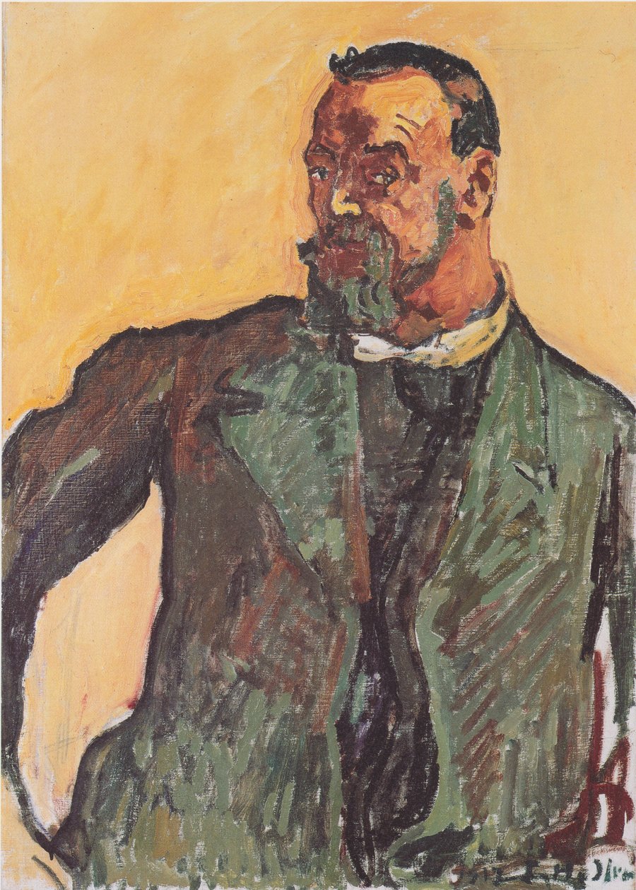Self-Portrait with Green Smock by Ferdinand Hodler