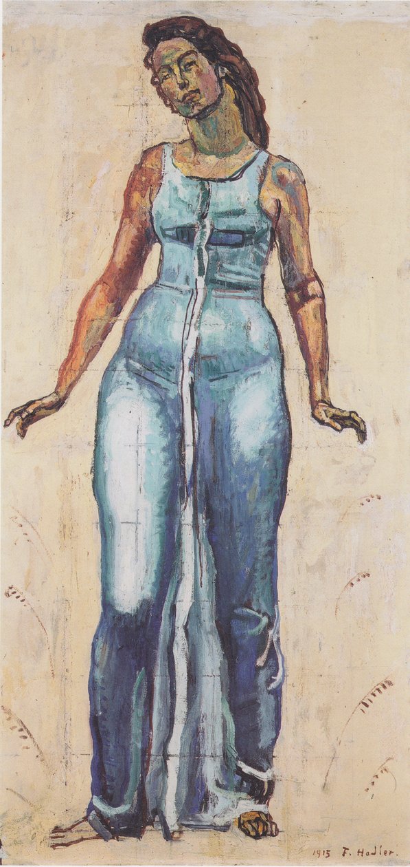 Standing Female Figure in Blue Robe by Ferdinand Hodler