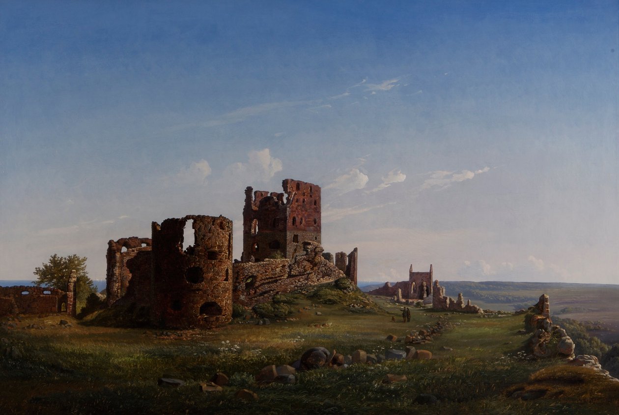 View of the Ruined Castle of Hammershus by Ferdinand Richardt