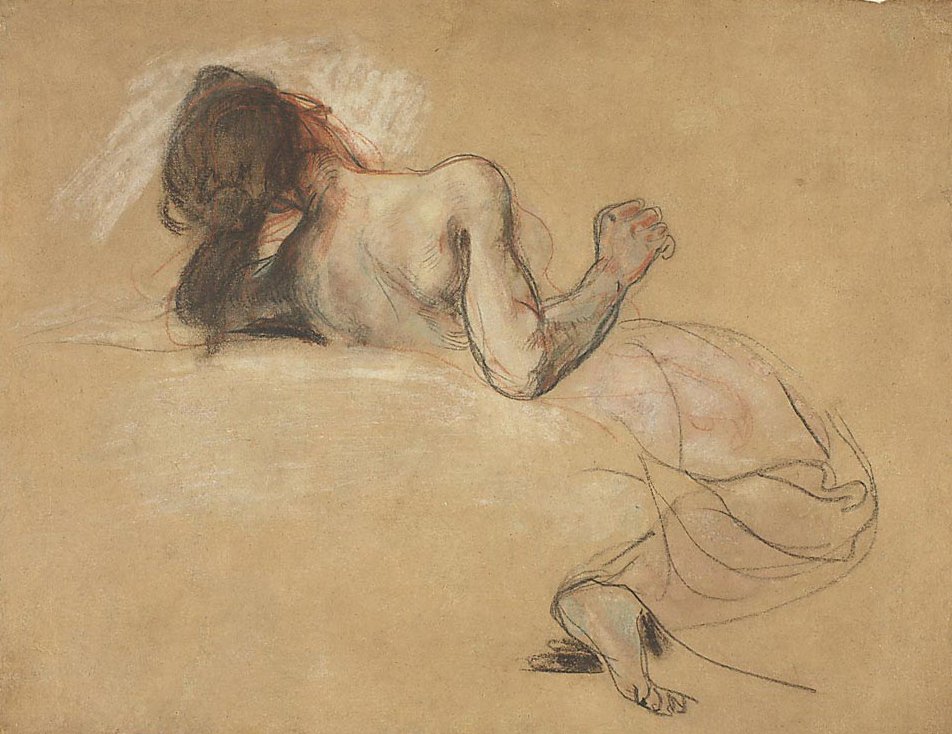 Crouching Woman by Ferdinand Victor Eugene Delacroix