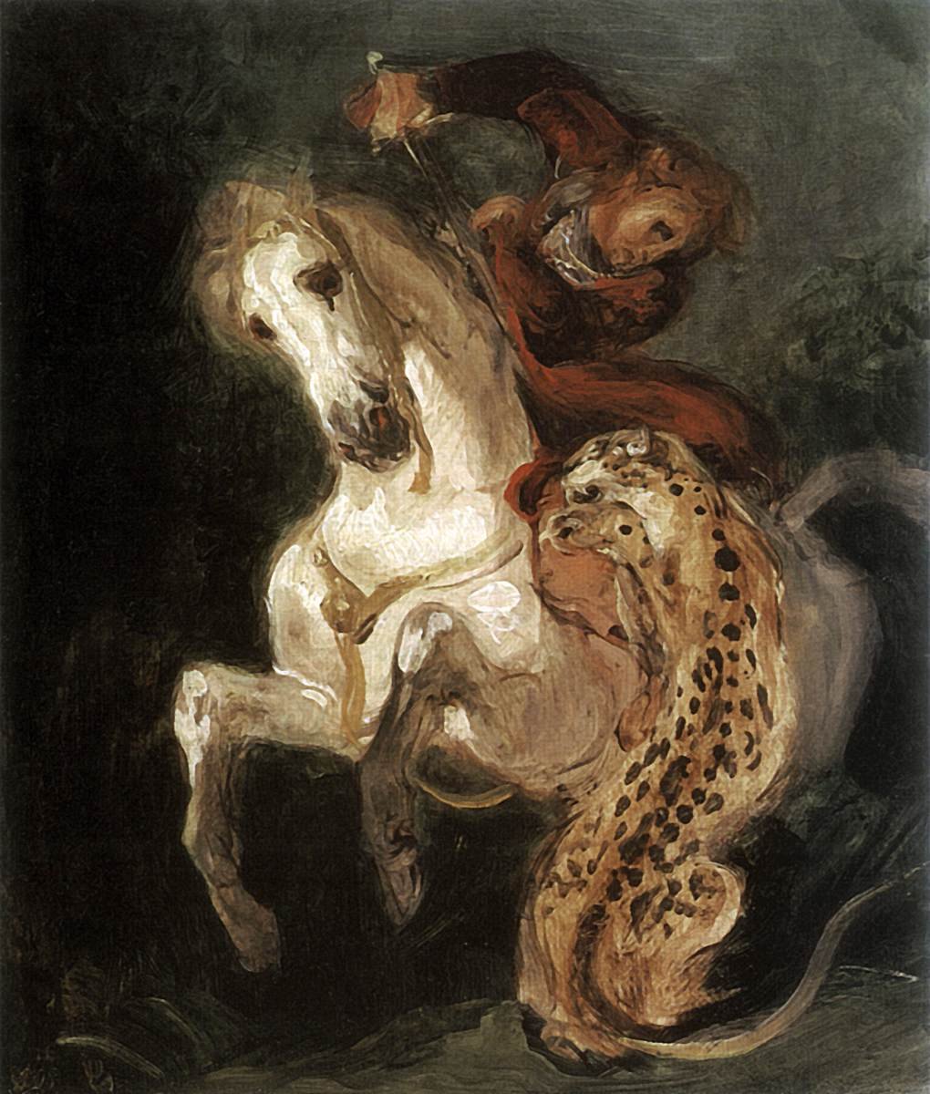 Jaguar Attacking a Horseman by Ferdinand Victor Eugene Delacroix