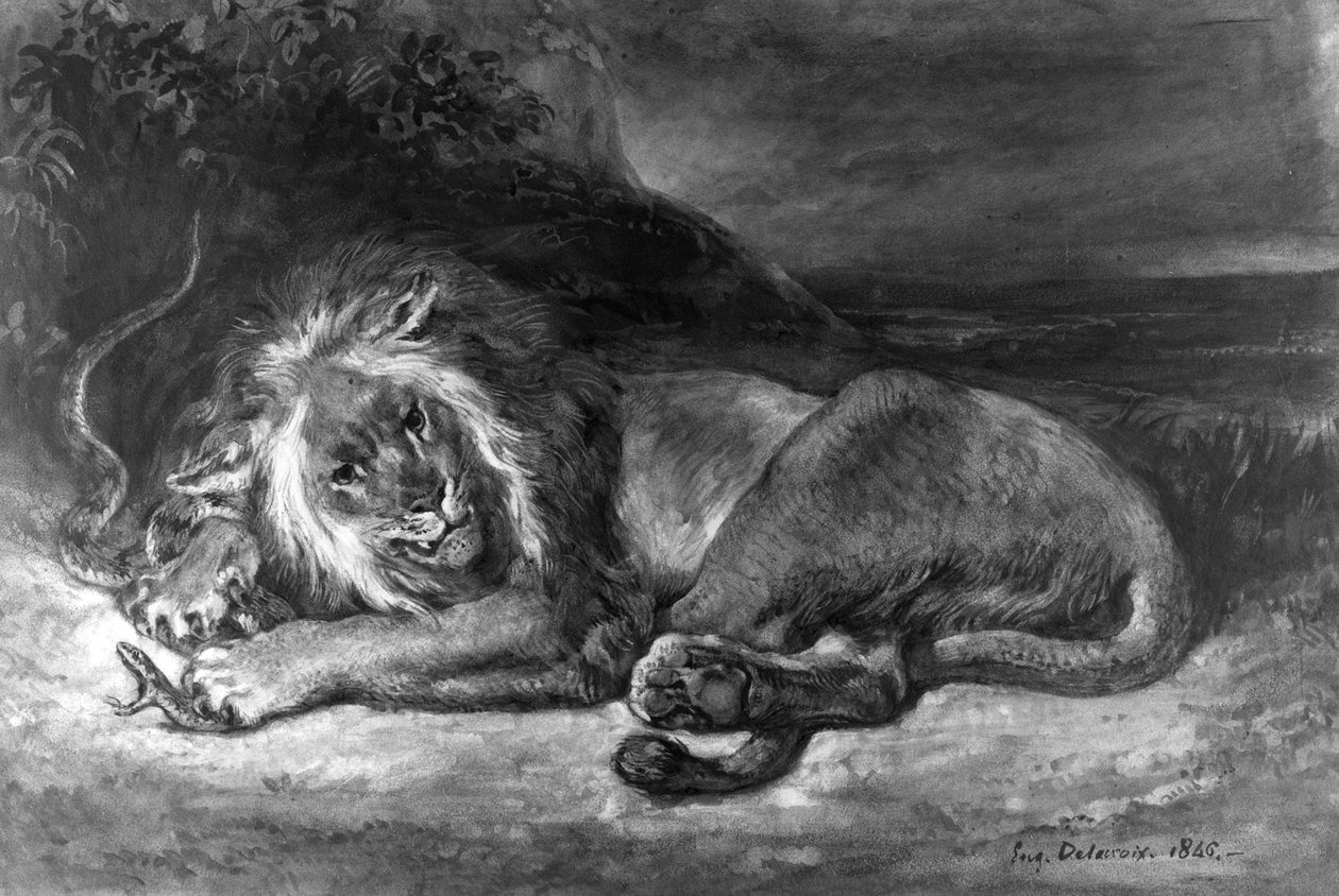 Lion and Snake by Ferdinand Victor Eugene Delacroix