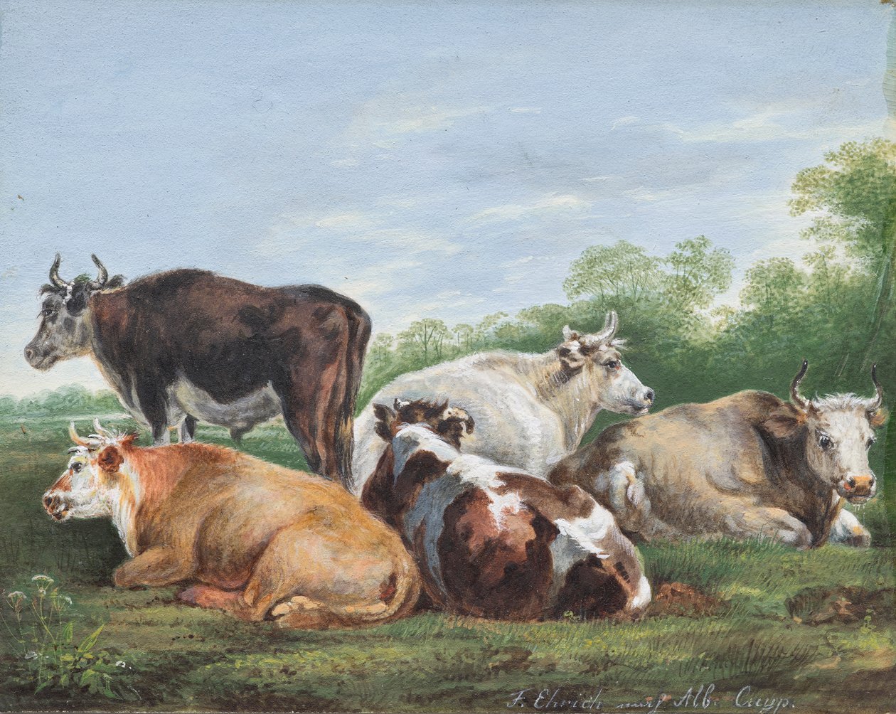 Cows in a Pasture by Ferdinand Ehricht der Jüngere
