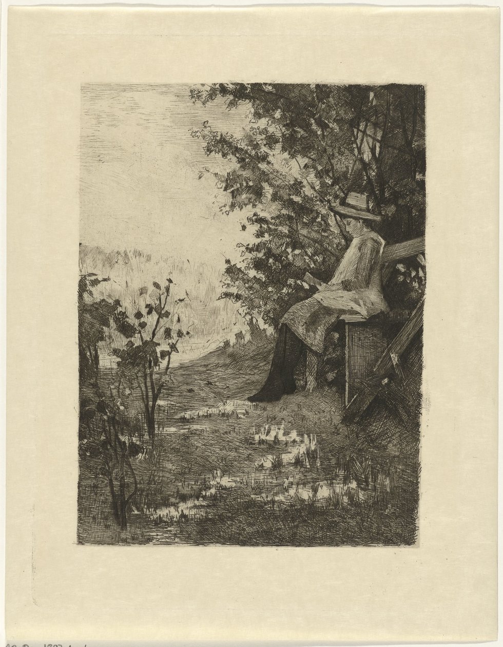 Boy Reading on a Bench by Ferdinand Oldewelt