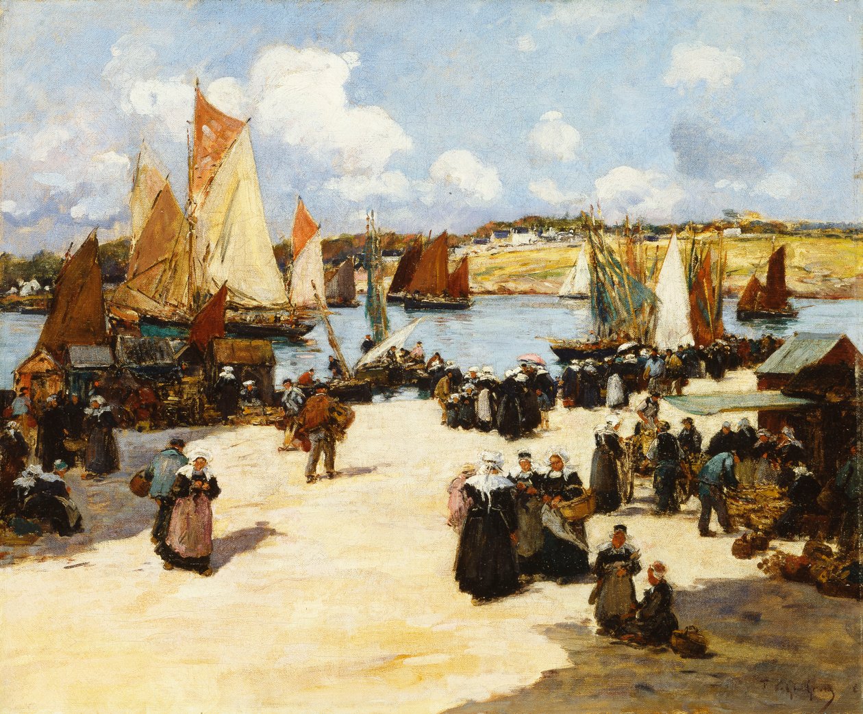 A Busy Port Scene by Fernand Legout Gerard