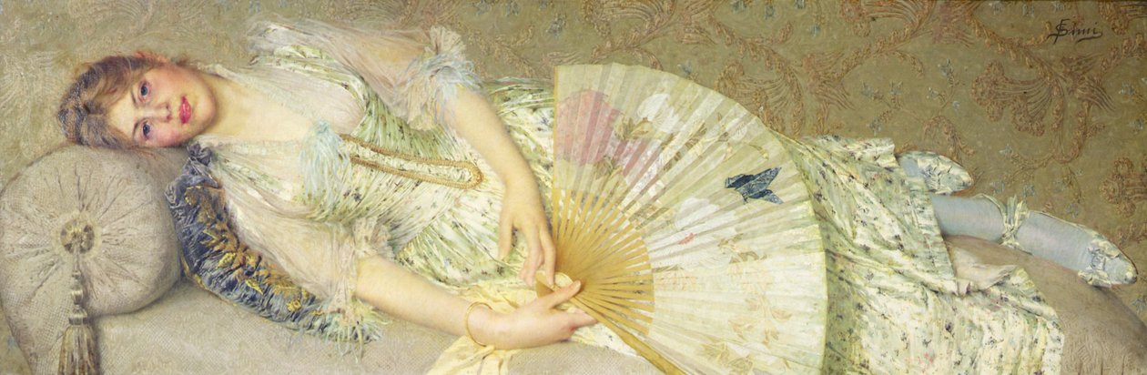 Young Woman Reclining on a Sofa by Filadelfo Simi