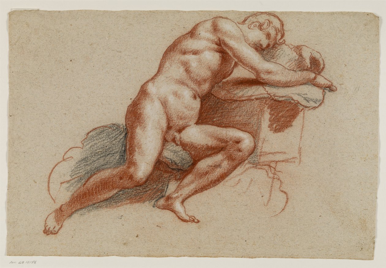 Propped-up Male Nude Leaning on a Cushion by Filippo Esegrenio