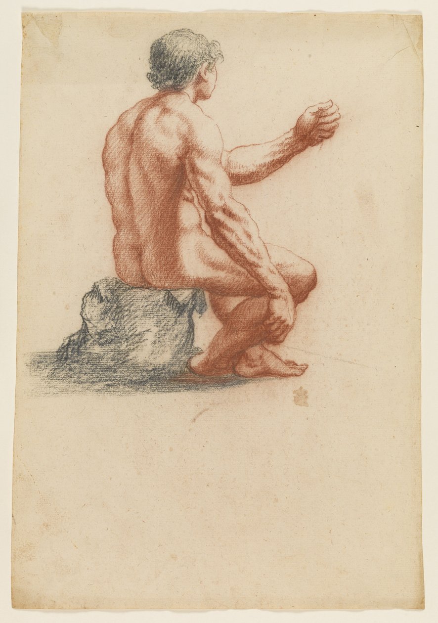 Seated Male Nude Seen Two-Thirds from Behind by Filippo Esegrenio