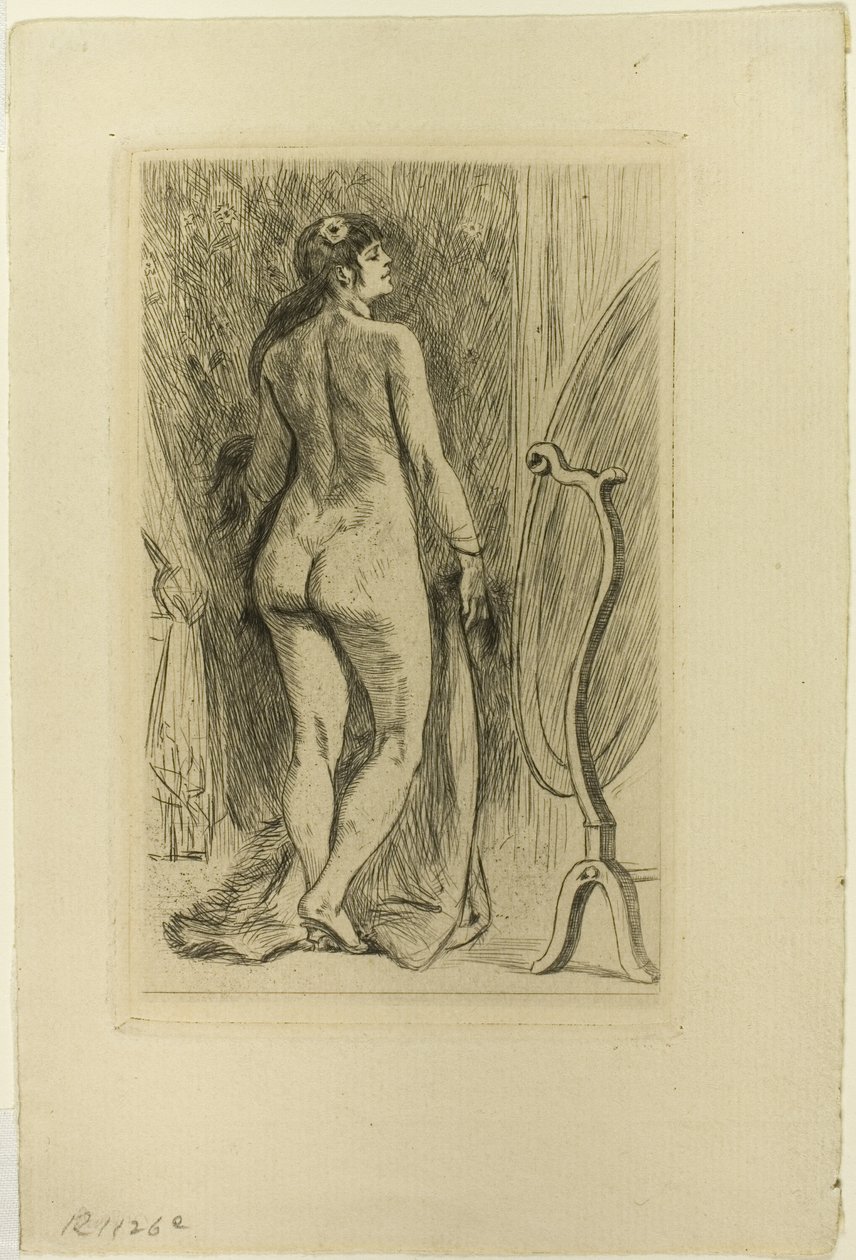 Standing Woman with a Fur by Félicien Rops