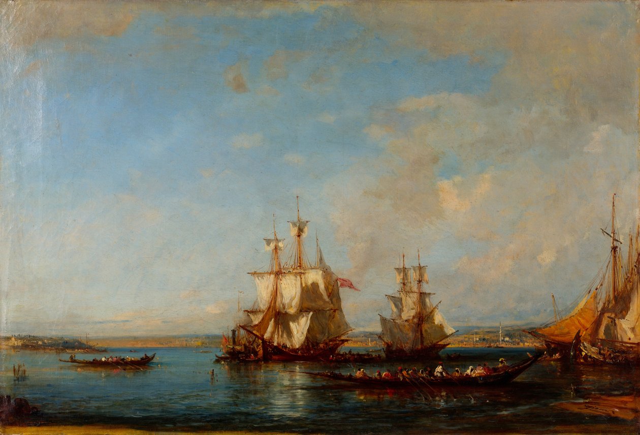 Caiques and Sailboats at the Bosphorus by Félix Ziem