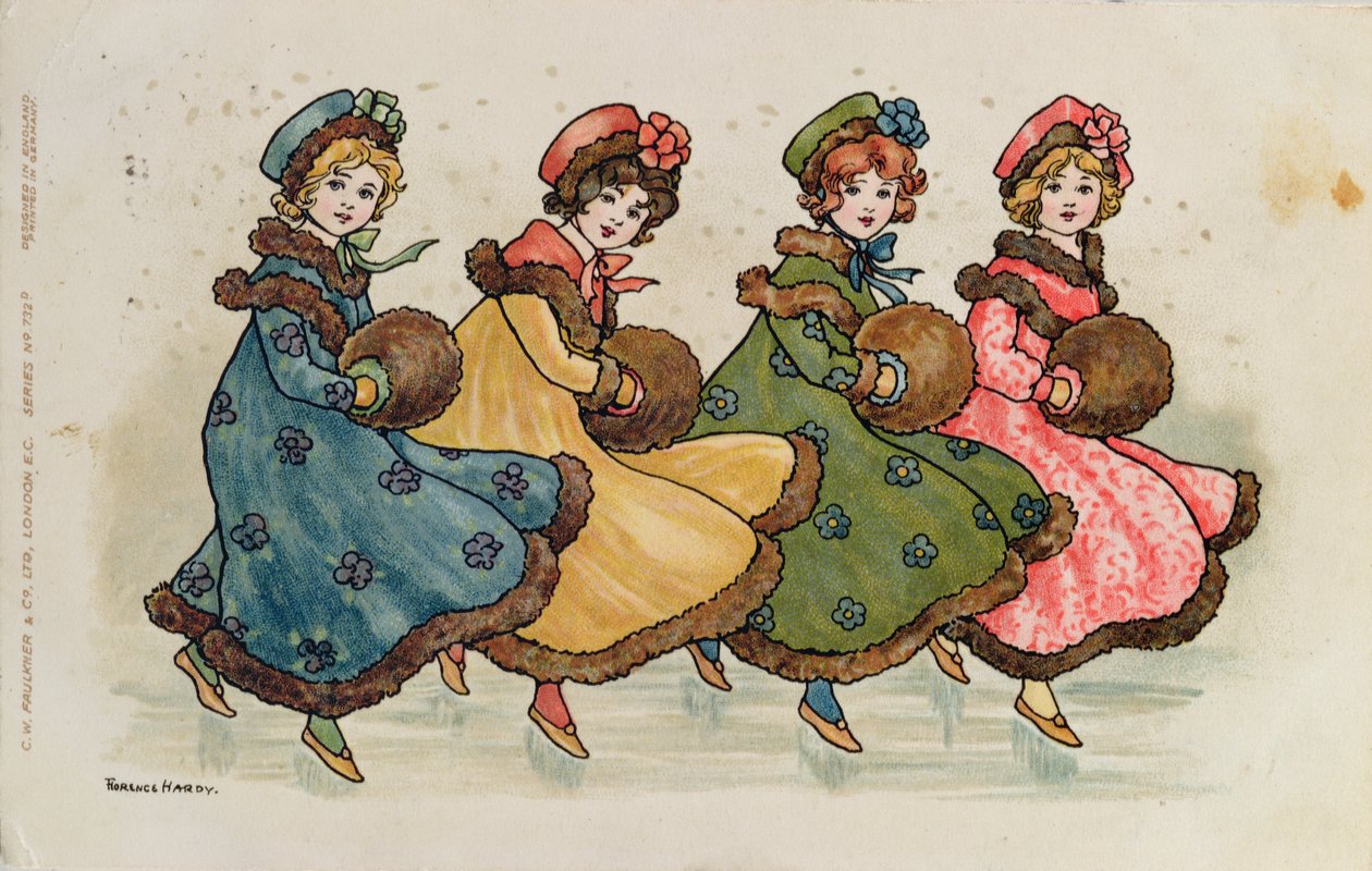 Four Young Girls with Muffs by Florence Hardy