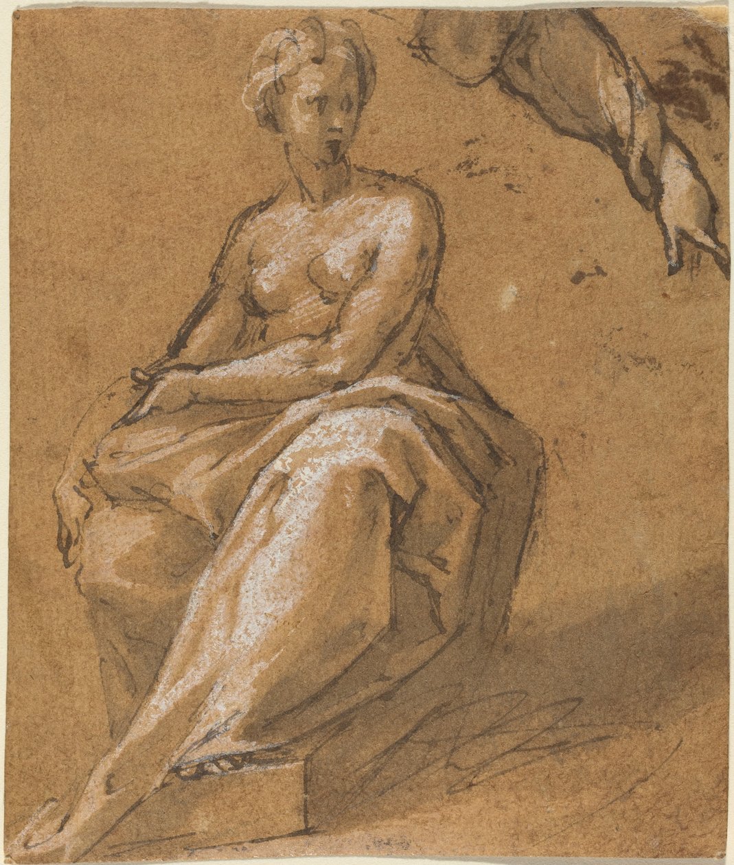 Seated Nude with Drapery by Follower of Bartholomaeus Spranger
