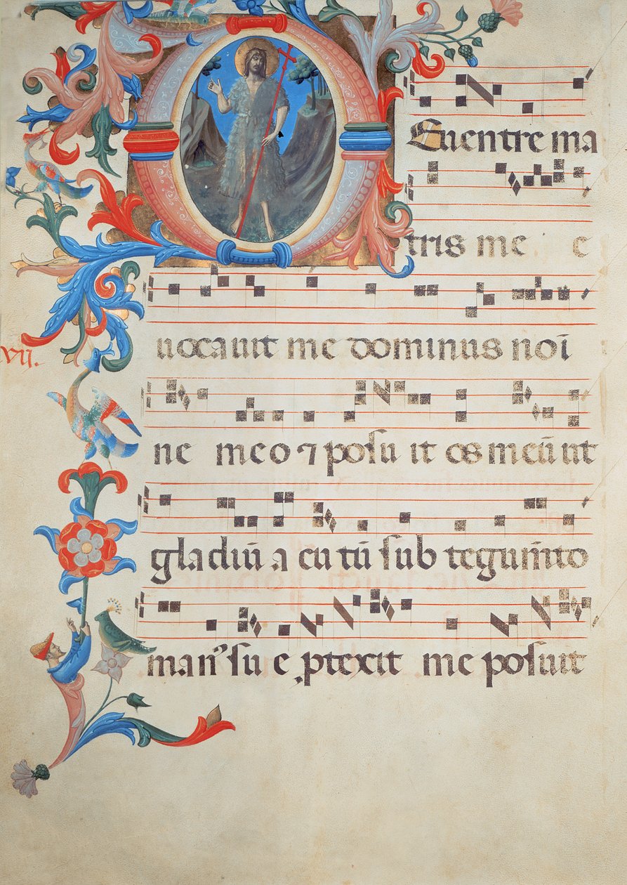 Page of Choral Notation with an Historiated Initial 