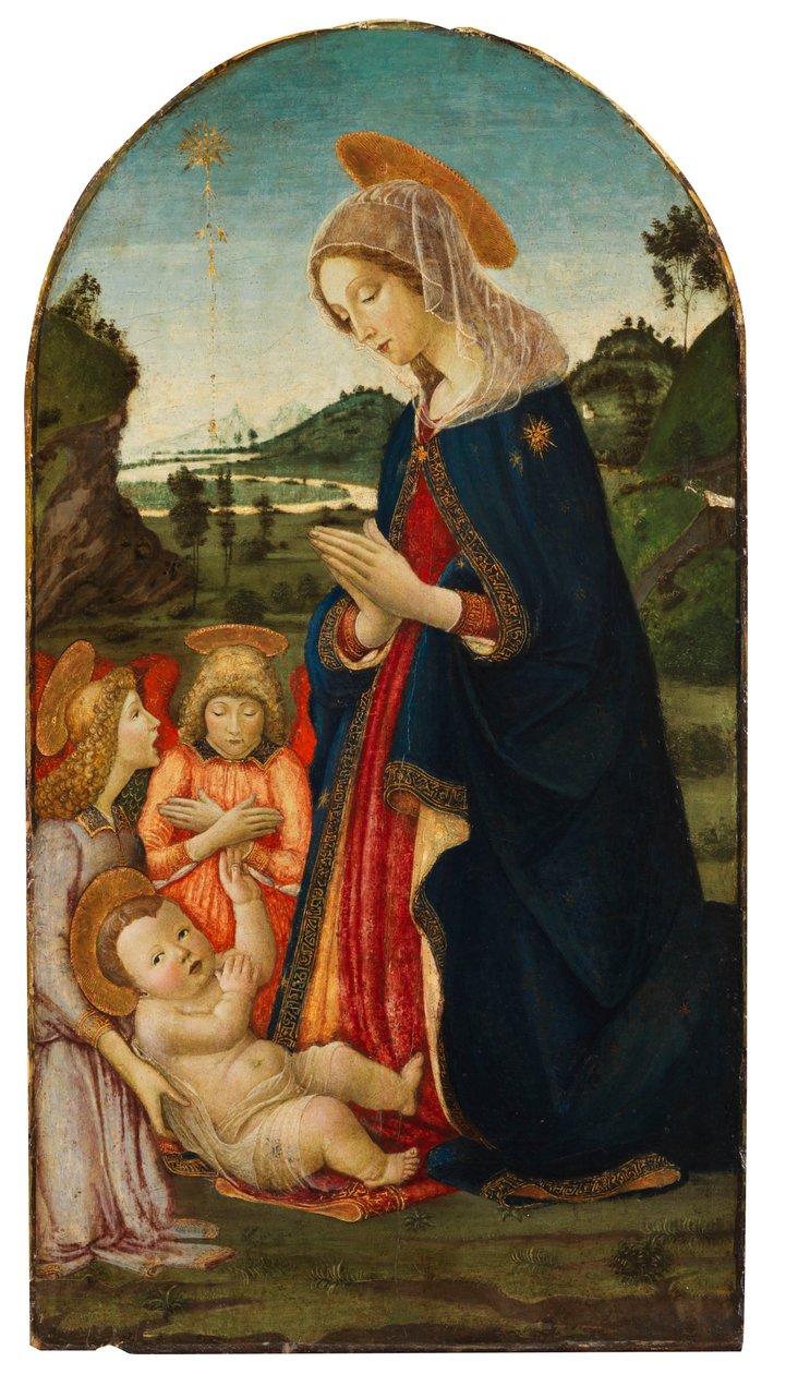 Adoration of Christ with Two Angels by Francesco Botticini