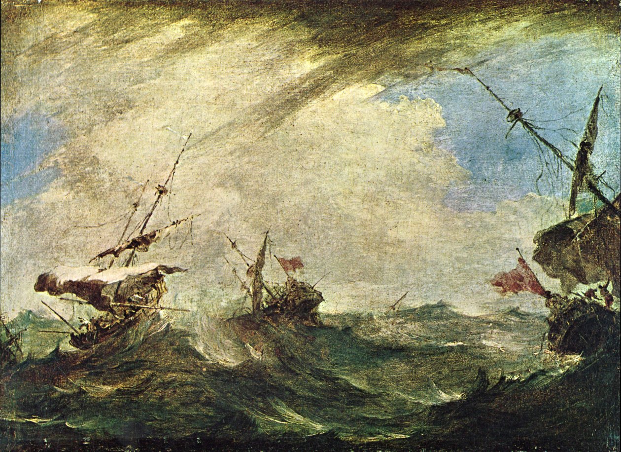 Ships in a Sea Storm by Francesco Guardi
