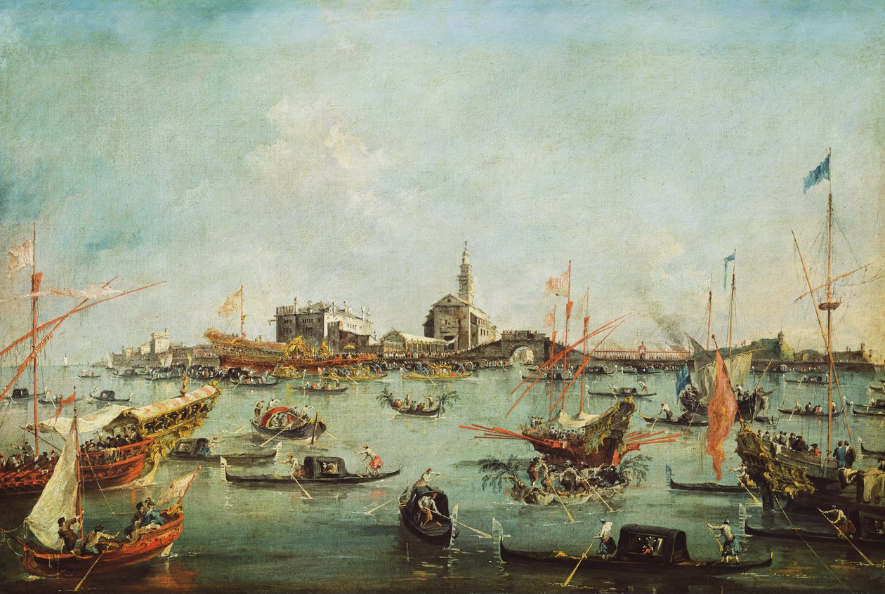 The Doge on the Bucentaur in Front of San Nicolò del Lido, on Ascension Day by Francesco Guardi