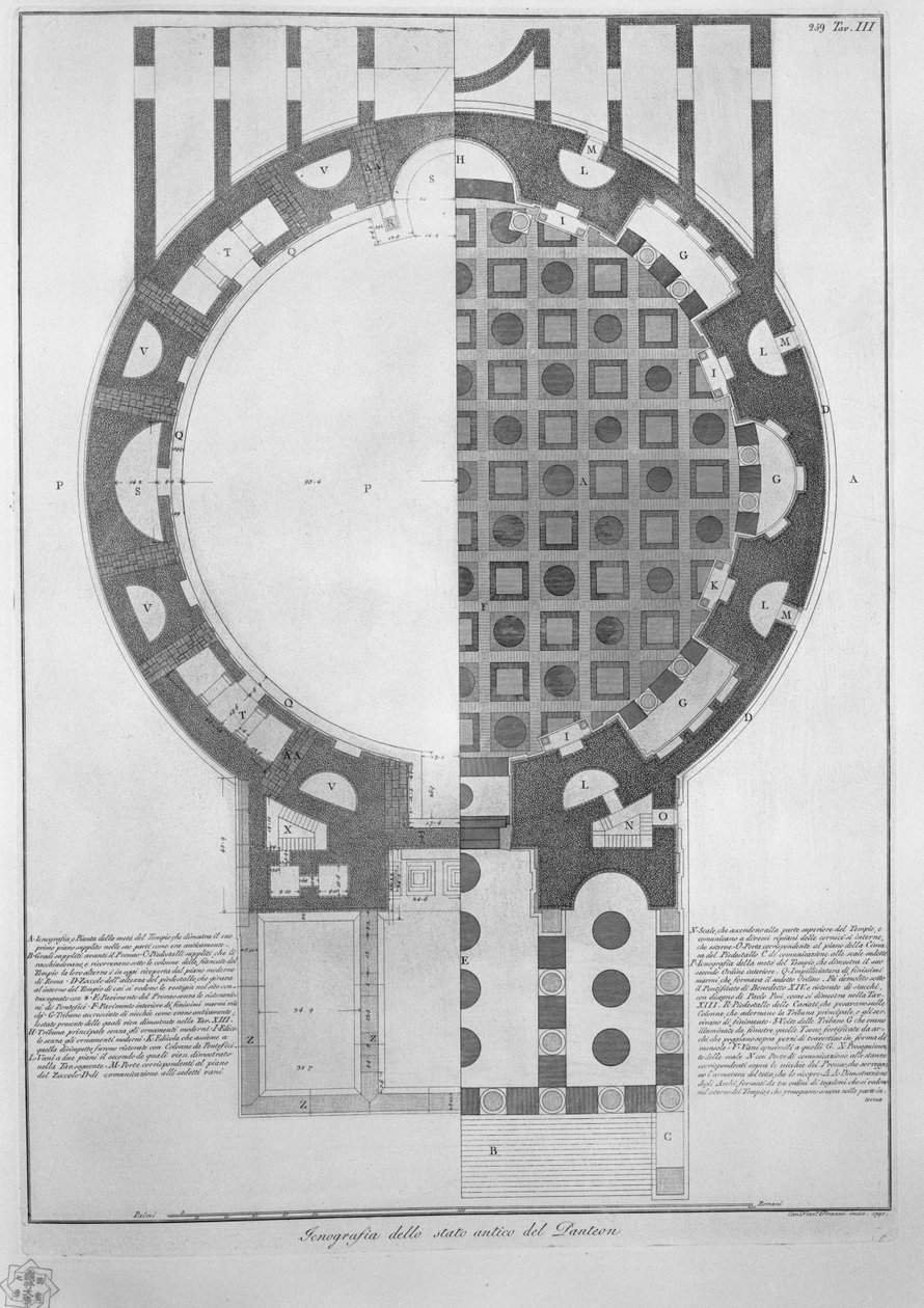 Ichnography of the Ancient State of the Pantheon by Francesco Piranesi