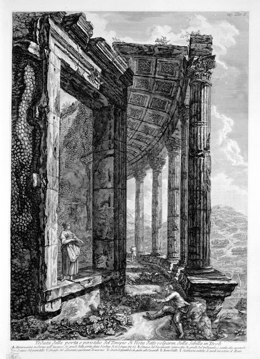 View of the Gate and Peristyle of the Temple of Vesta, commonly called the Sibyl in Tivoli by Francesco Piranesi